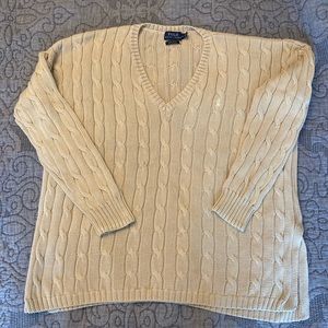 POLO Ralph Lauren ladies cable knit cotton sweater, size Medium, in tan colour